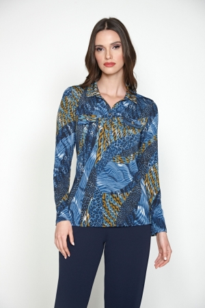 SHIRT ST.9795 BLUE BLACK PRIN