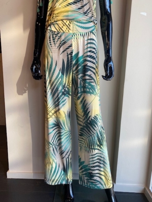 TROUSERS ST. 8970 GREEN TROPICAL PRINT
