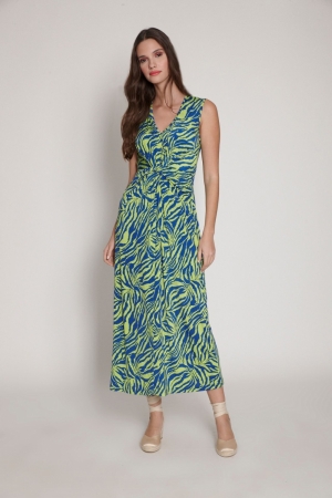 DRESS ST. 1157 BLUE GREEN FLOW PRINT